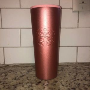 Starbucks Metallic Rose Gold Pink Tumbler Light Damage No Straw